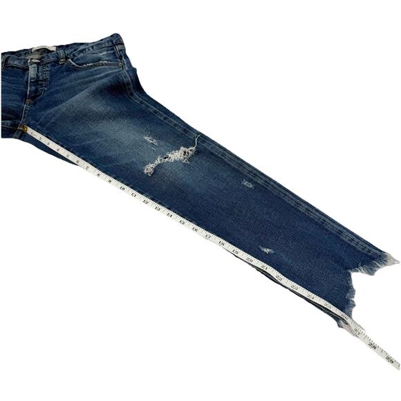 Moussy Vintage MV Mid Rise Heavily Distressed Skinny Jeans Size 29 Raw Hem Ankle - Picture 9 of 10